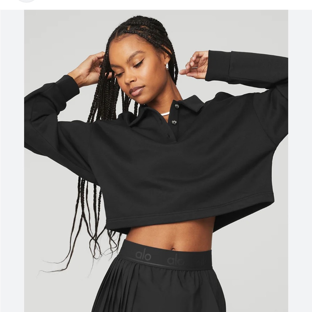 Alo Yoga Polo Henley Black Pullover